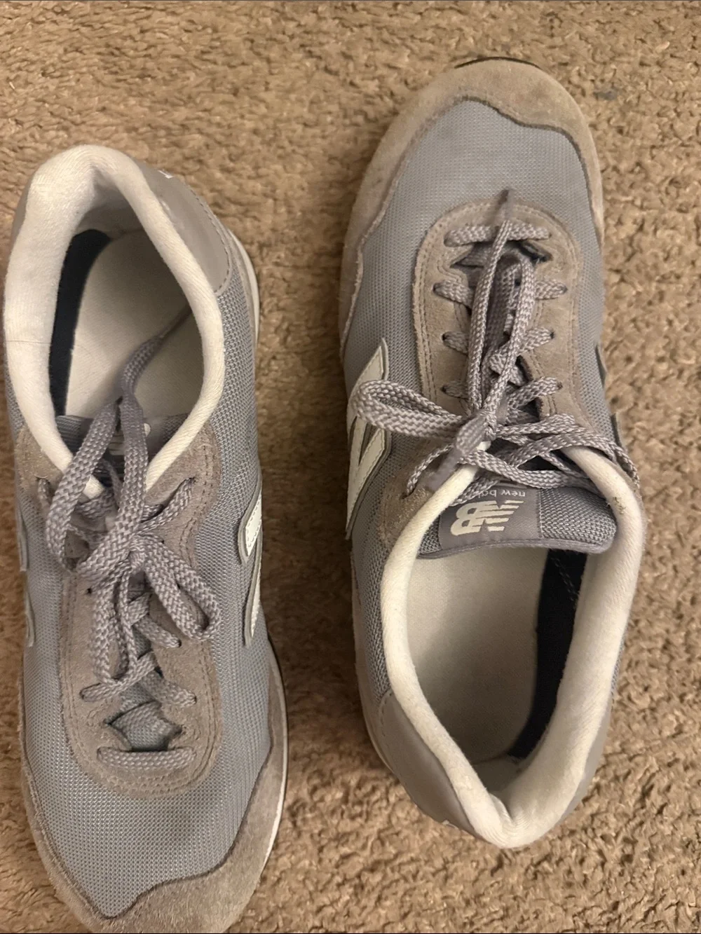 New Balance Light Gray Suede & Mesh Sneakers